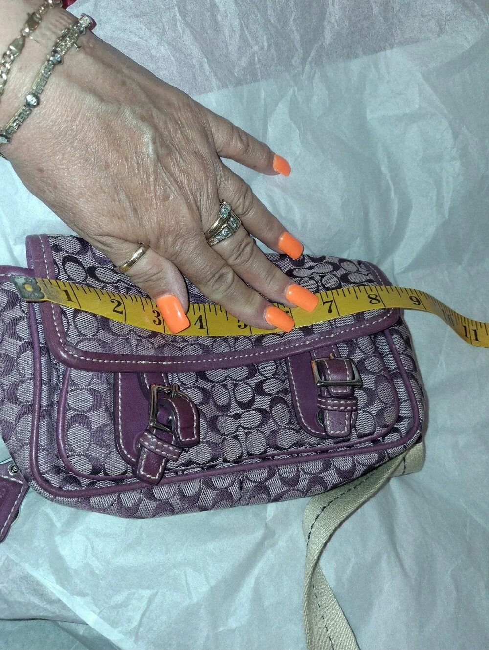 Coach Women's Purple Signature Pattern Crossbody Bag - Picture 7 of 8